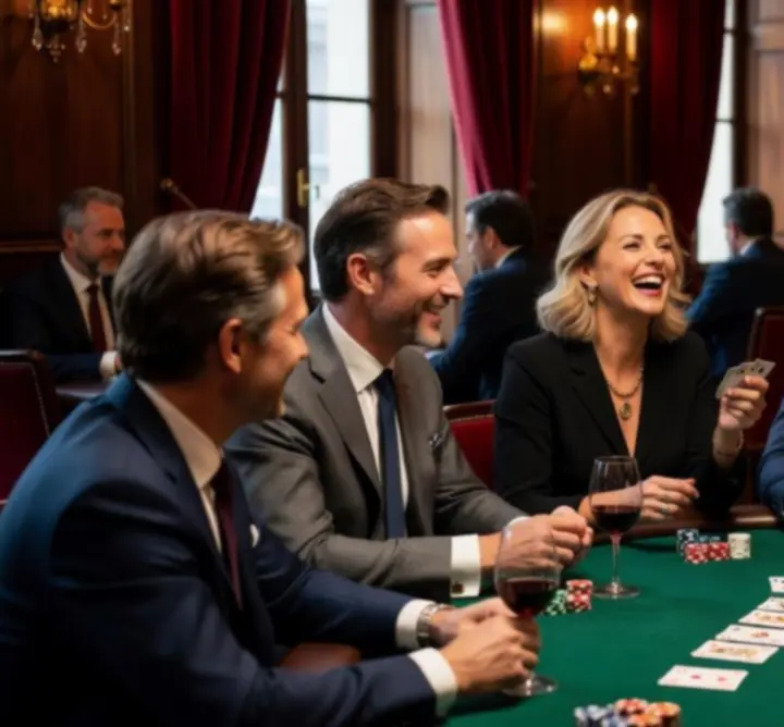 Ambiance conviviale d’une soirée poker GEO-BER dans un cadre élégant